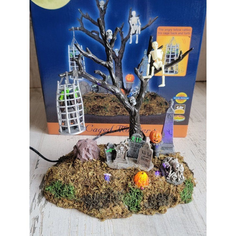 Lemax Pumpkin Hollow caged Monster Halloween animated